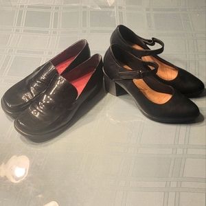 2 pairs for price of 1! Blk Patent leather Franco Sarto loafers/Blk Mary Janes!